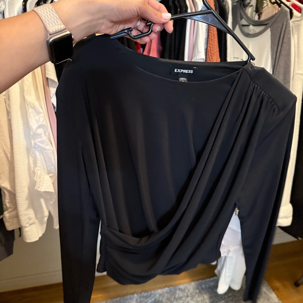Express Draped Black Blouse size medium